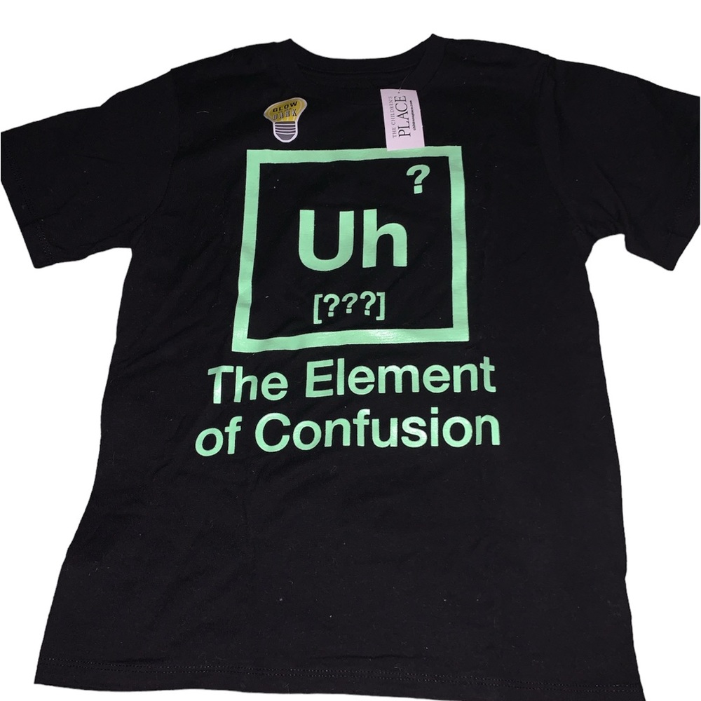 New Glow in the Dark “Uh? The Element of Confusion” Boys Shirt M 7/8